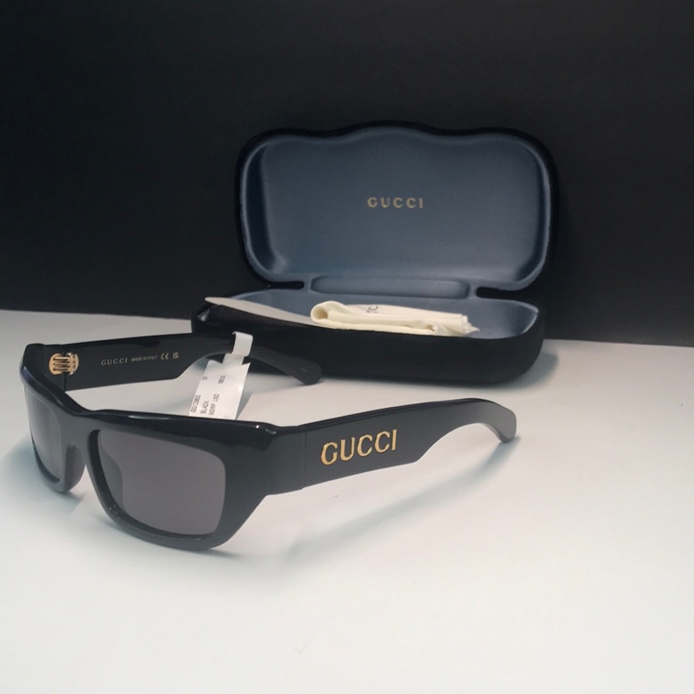 New Authentic Gucci Gray Rectangular Sunglasses G… - image 2